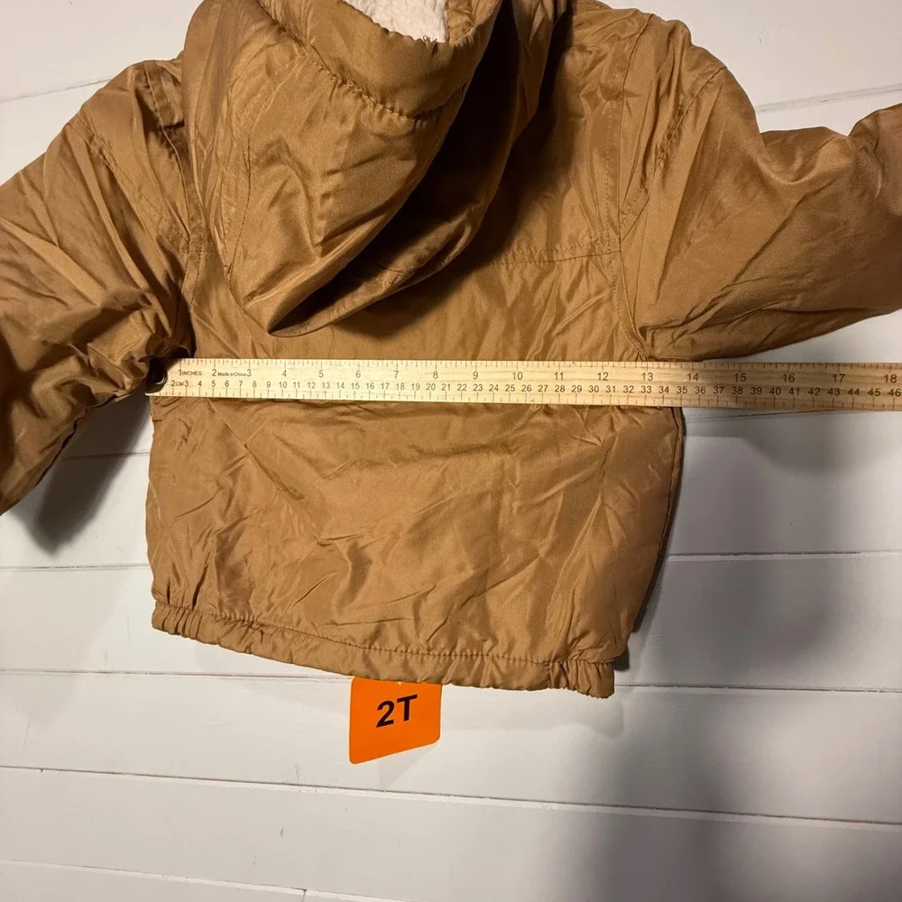 Carter's Toddler‎ Boys Tan Water Resistant Sherpa Lined Hooded Jacket 2T Warm